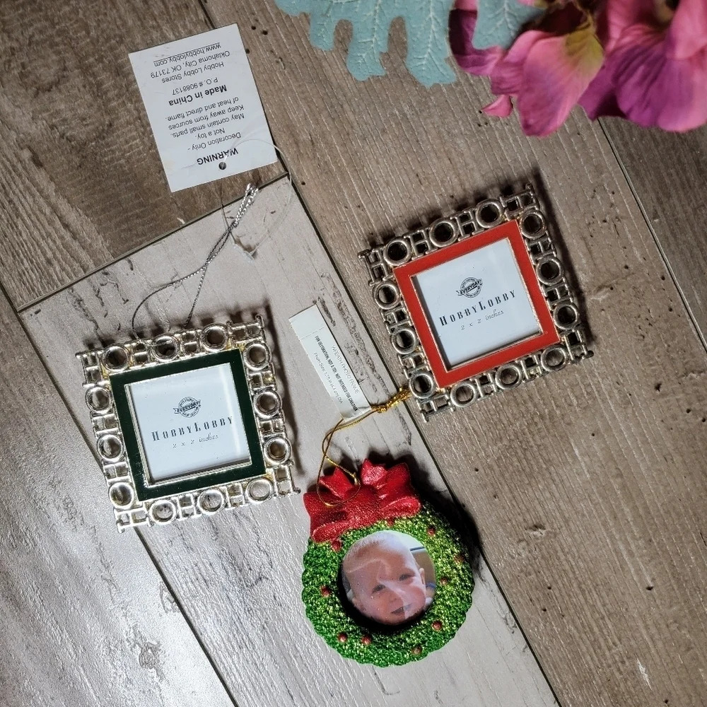 NWT Hobby Lobby Photo Frame Christmas Tree Ornament Bundle 3pc